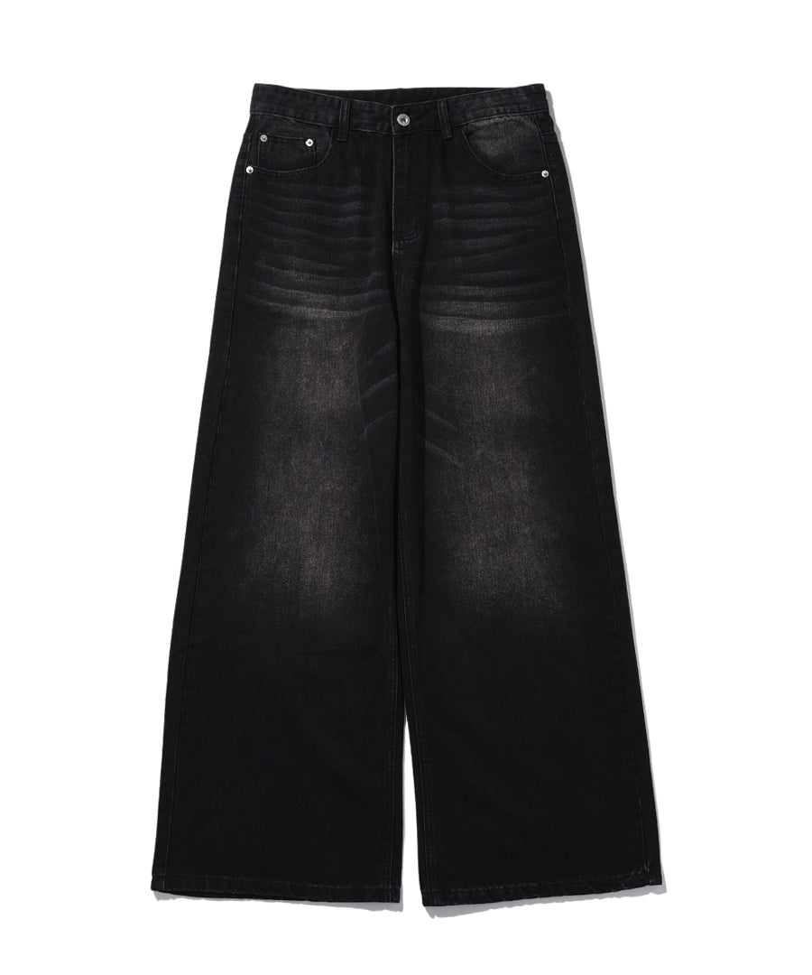 "FEAR" BLACK WASH FLARE DENIM