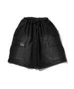 "FEAR" WIDE DENIM CARGO SHORTS