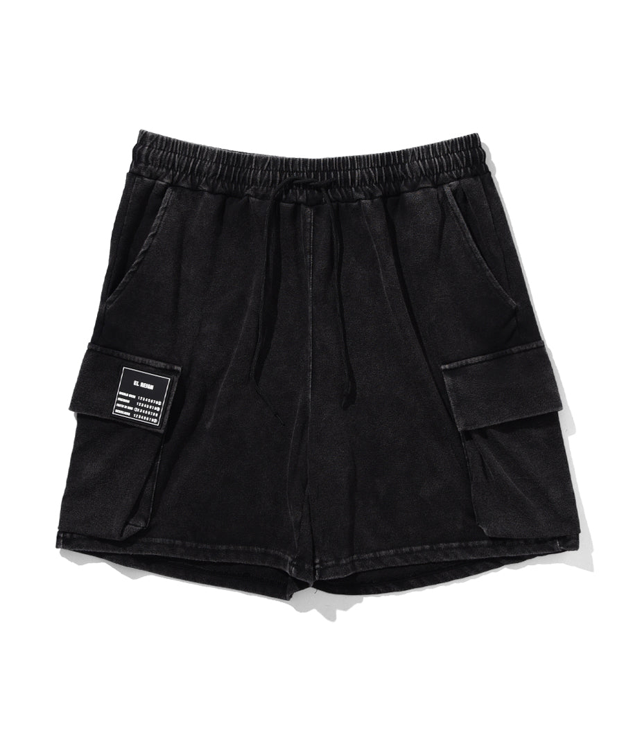 "FEAR" BLACK WASH SHORTS