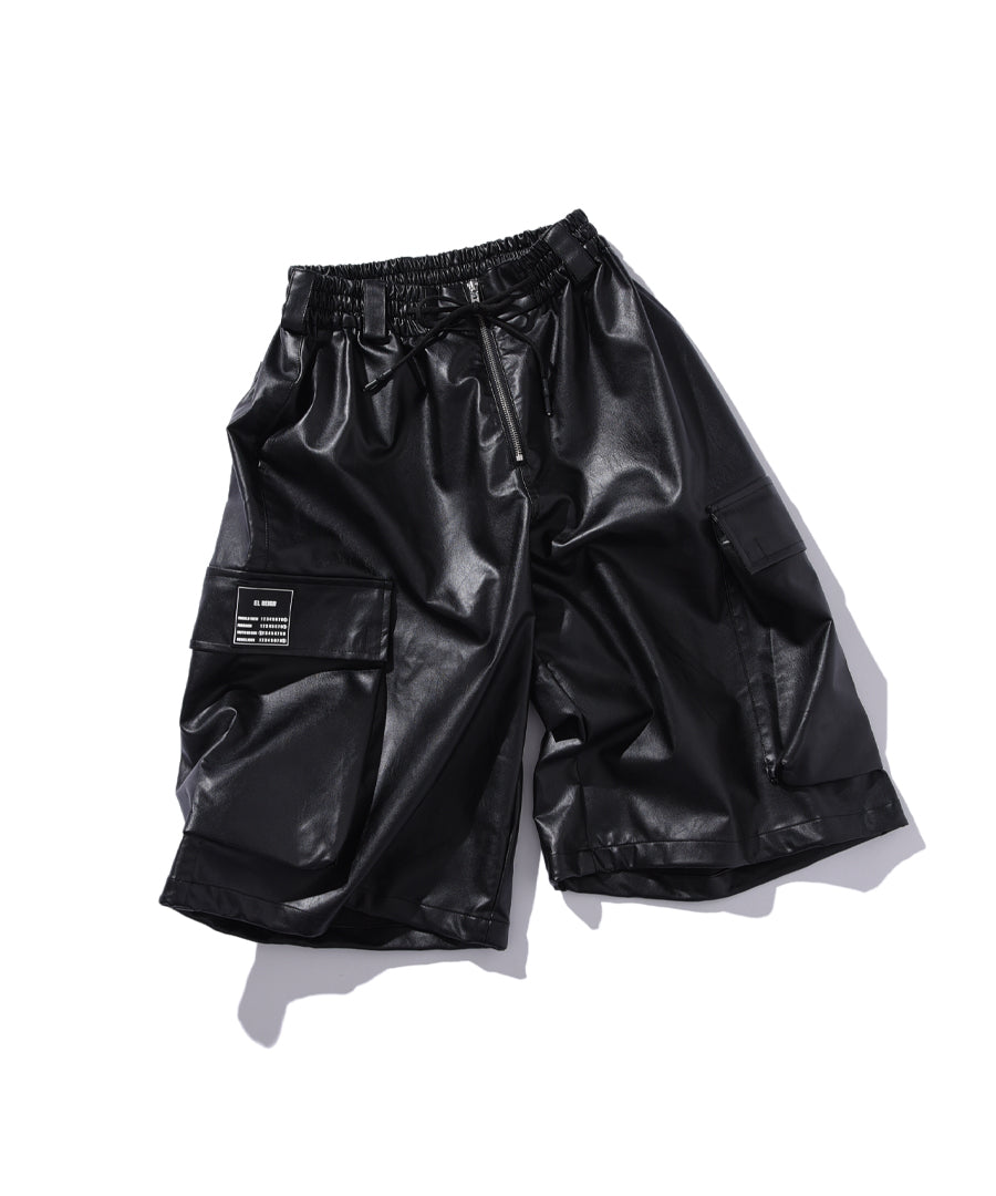 ”FEAR” CARGO LEATHER SHORTS