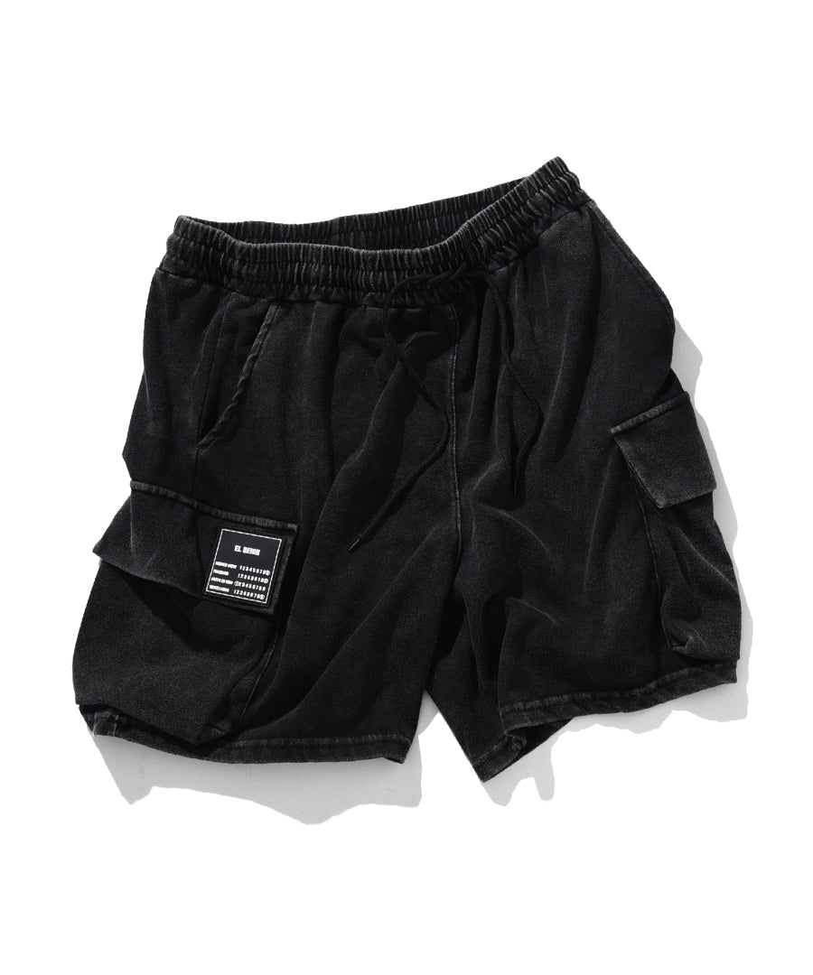 "FEAR" BLACK WASH SHORTS