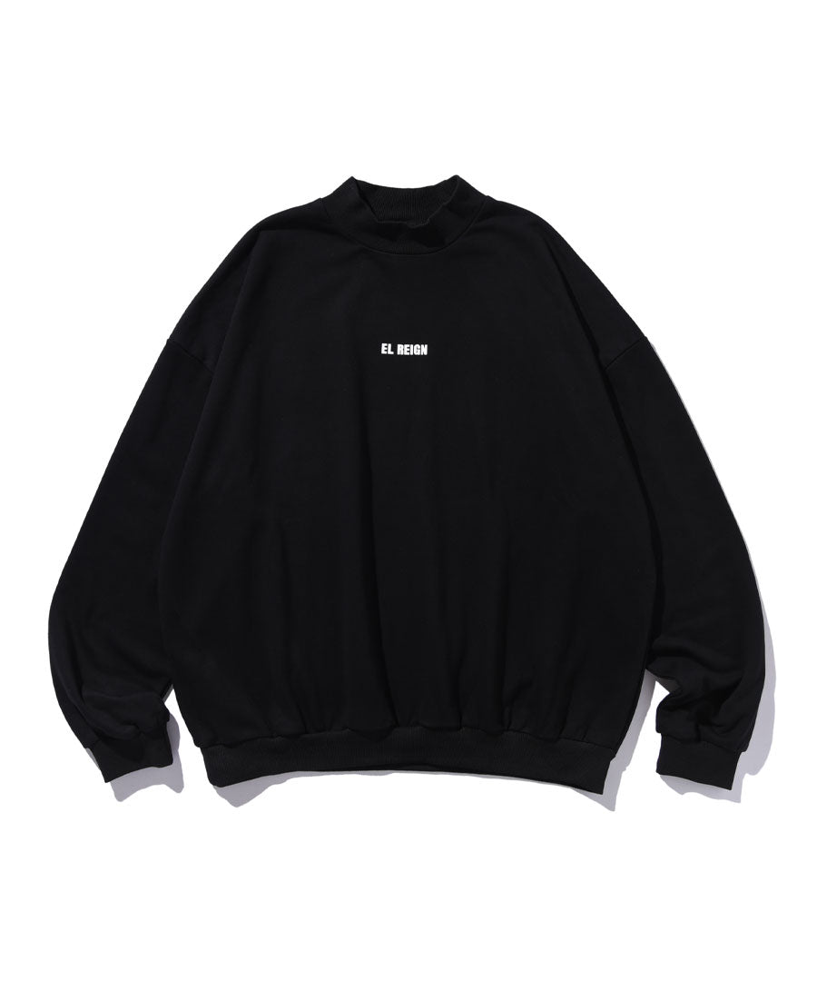 SOLID LOGO MOCK NECK SWEAT