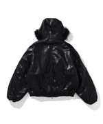 BLACK FAR LEATHER PUFFER JACKET