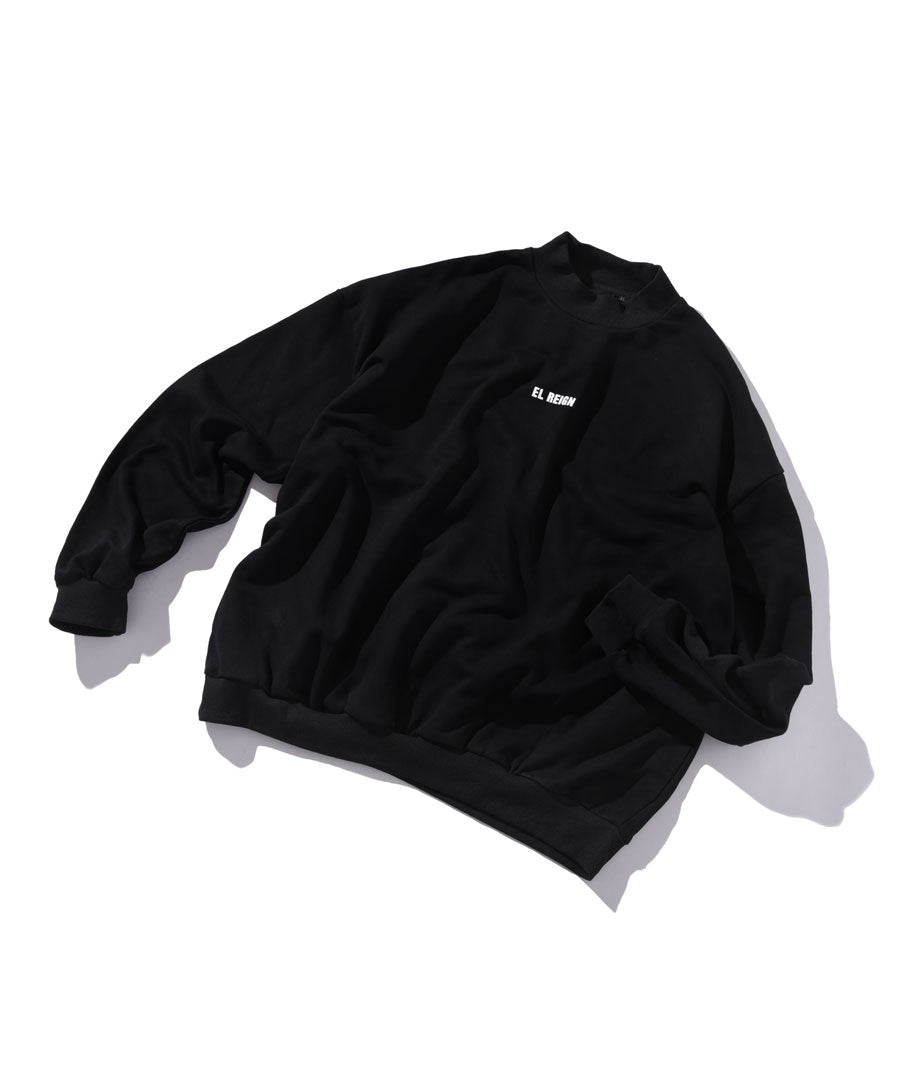 SOLID LOGO MOCK NECK SWEAT