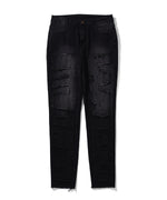 "FEAR" BLACK SKINNY FRINGE DENIM