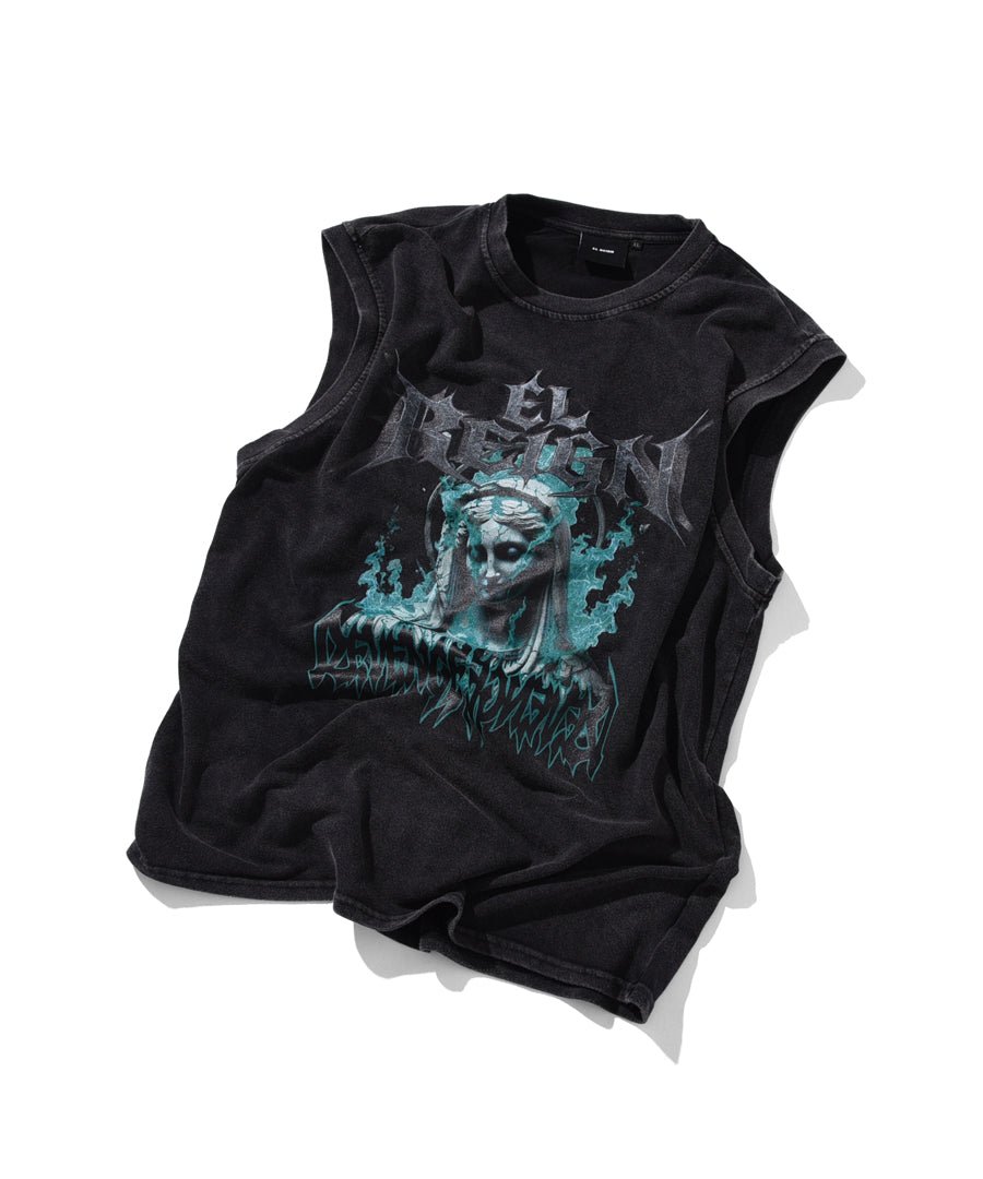 "ADVENT OF MARIA" BLACK WASH  TANKTOP