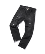 "FEAR" BLACK DAMAGE SKINNY DENIM